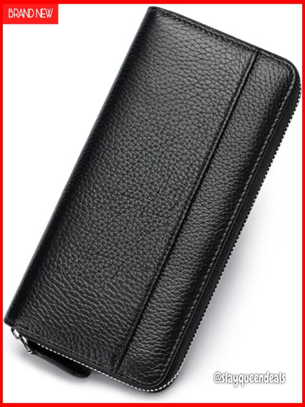 Extra Long RFID Blocking Leather Zipper Clutch Wallet with 18 Card Slots